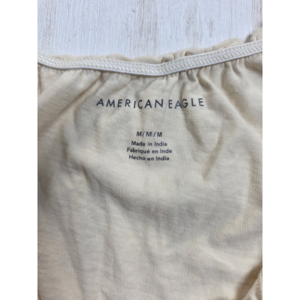 American Eagle Cream Smocked Peplum Tank Top Boho Cottagecore Fairy Medium - Picture 2 of 4
